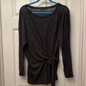 Express Dark Gray Tie-Waist Blouse